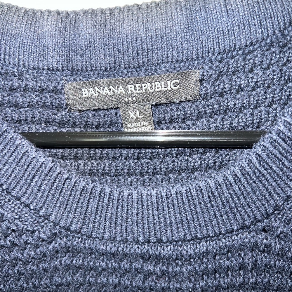 Banana Republic Blue Crewneck Sweater with Textured Knit